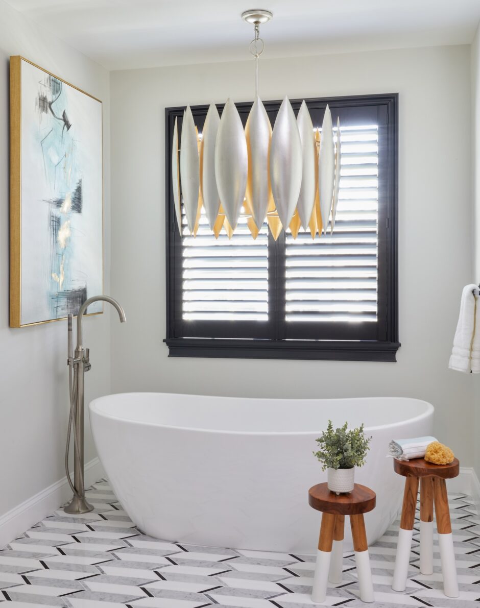 Primary Bathroom Bathtub Chandelier Lighting