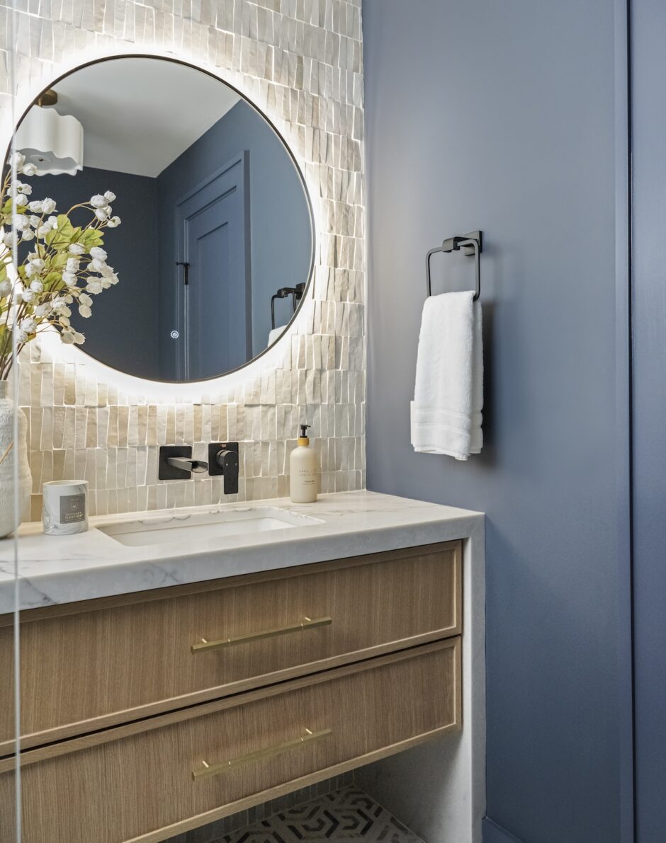 Powder Room Design Backlit Mirror